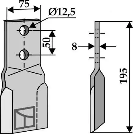 Schlegelmesser 195x75mm, rechts